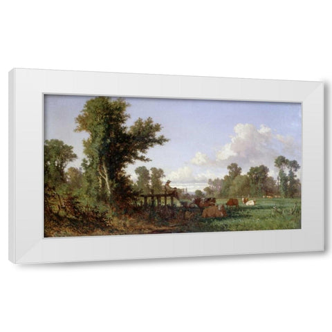 Wooded Landscape White Modern Wood Framed Art Print by Millet, Jean-Francois
