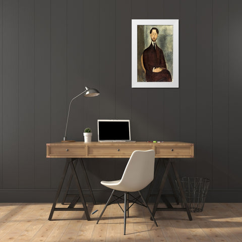 Leopold Zborowski White Modern Wood Framed Art Print by Modigliani, Amedeo