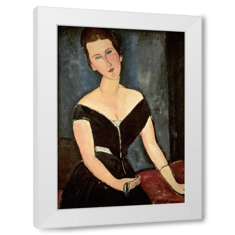 Madame G. Van Muyden White Modern Wood Framed Art Print by Modigliani, Amedeo