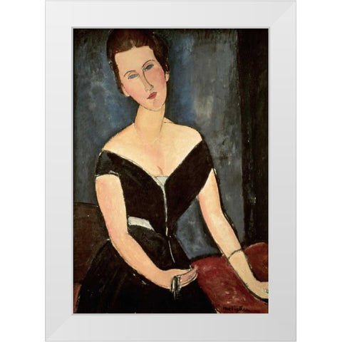 Madame G. Van Muyden White Modern Wood Framed Art Print by Modigliani, Amedeo