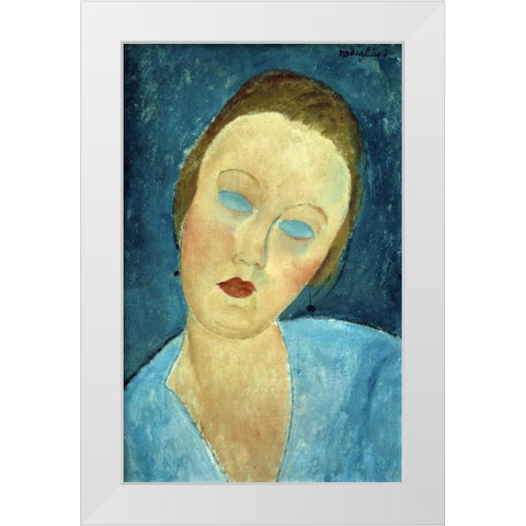 Portrait of Madame Survage White Modern Wood Framed Art Print by Modigliani, Amedeo