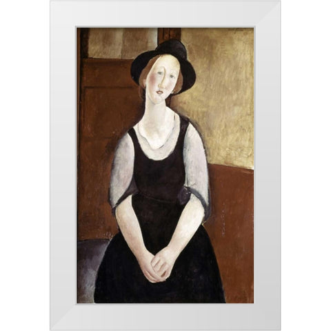 Portrait of Thora Klinckowstrom White Modern Wood Framed Art Print by Modigliani, Amedeo