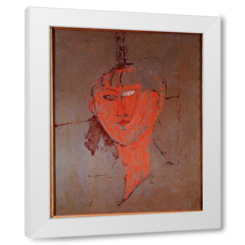 The Red Head White Modern Wood Framed Art Print by Modigliani, Amedeo
