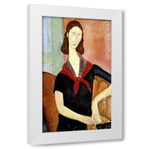 Young Woman (Au Foulard) White Modern Wood Framed Art Print by Modigliani, Amedeo