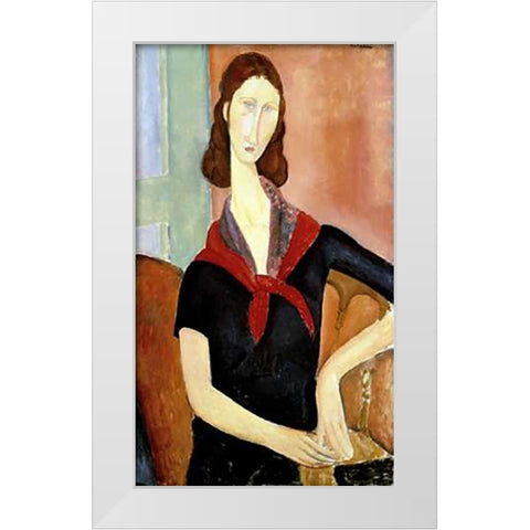 Young Woman (Au Foulard) White Modern Wood Framed Art Print by Modigliani, Amedeo