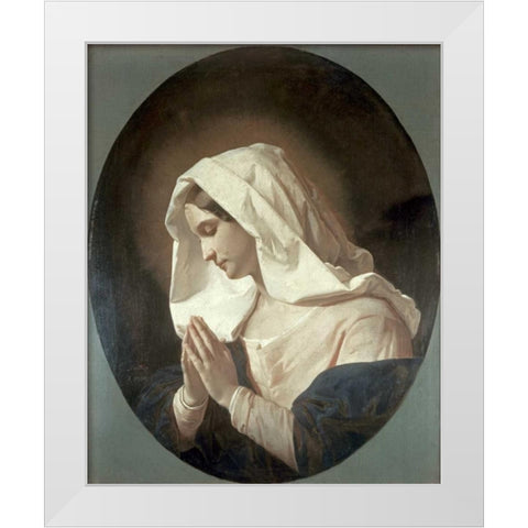 Madonna In Prayer White Modern Wood Framed Art Print by Molteni, Giuseppe