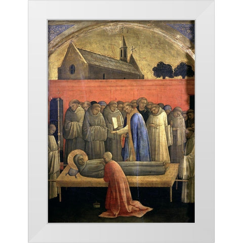 Death of St. Francis of Assisi White Modern Wood Framed Art Print by Monaco, Lorenzo