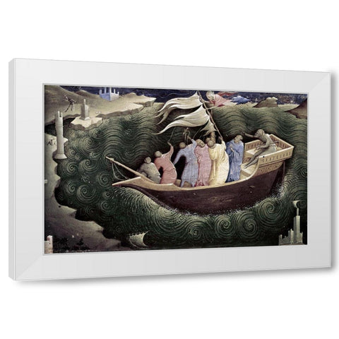 Story of St. Nicola Di Bari - Detail White Modern Wood Framed Art Print by Monaco, Lorenzo