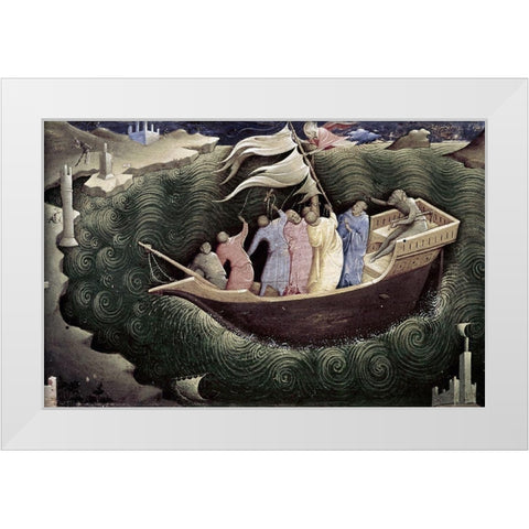 Story of St. Nicola Di Bari - Detail White Modern Wood Framed Art Print by Monaco, Lorenzo