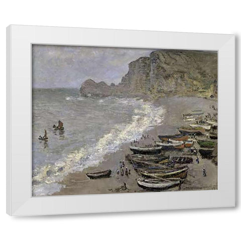 Etretat White Modern Wood Framed Art Print by Monet, Claude