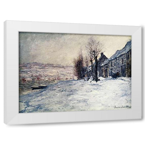 Lavacourt Under Snow White Modern Wood Framed Art Print by Monet, Claude