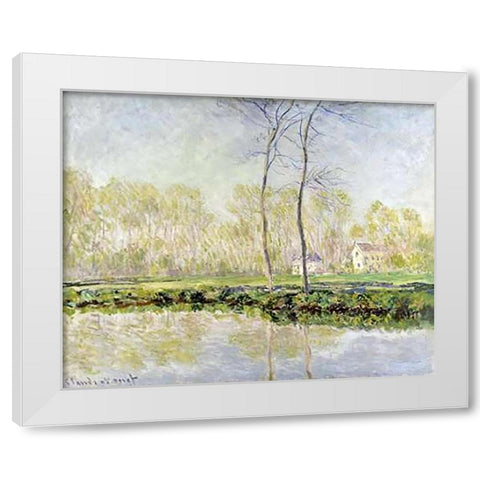 Banks of the River Epte at Giverny White Modern Wood Framed Art Print by Monet, Claude