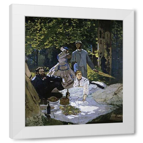 Luncheon on the Grass White Modern Wood Framed Art Print by Monet, Claude