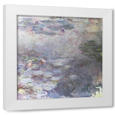 Pale Water Lilies - Nympheas clairs, c. 1917-25 White Modern Wood Framed Art Print by Monet, Claude