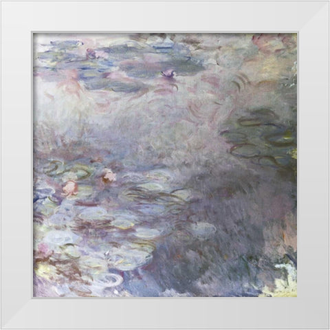 Pale Water Lilies - Nympheas clairs, c. 1917-25 White Modern Wood Framed Art Print by Monet, Claude