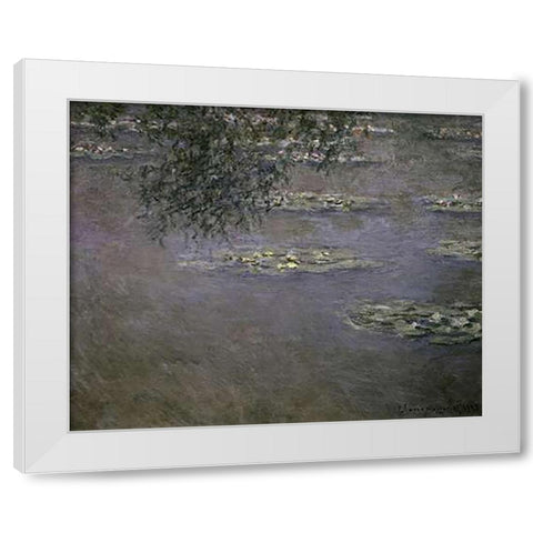Nympheas (Water Lilies) White Modern Wood Framed Art Print by Monet, Claude
