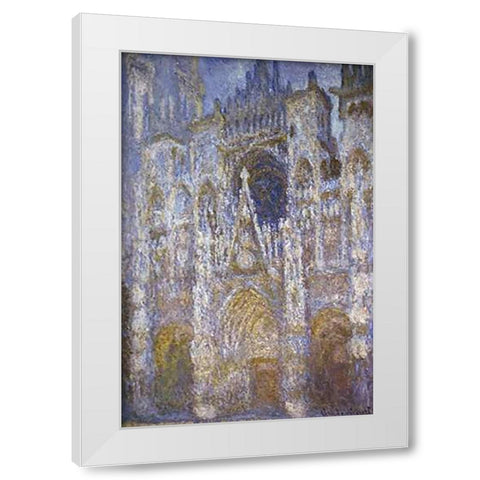 Rouen Cathedral: The Portal, Morning Sun White Modern Wood Framed Art Print by Monet, Claude