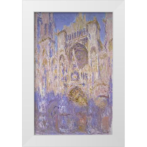 Rouen Cathedral, Effects of Sunlight, Sunset White Modern Wood Framed Art Print by Monet, Claude