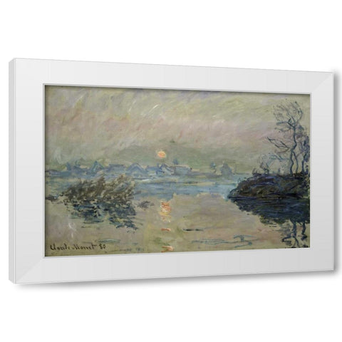 Setting Sun - Soleil couchant White Modern Wood Framed Art Print by Monet, Claude