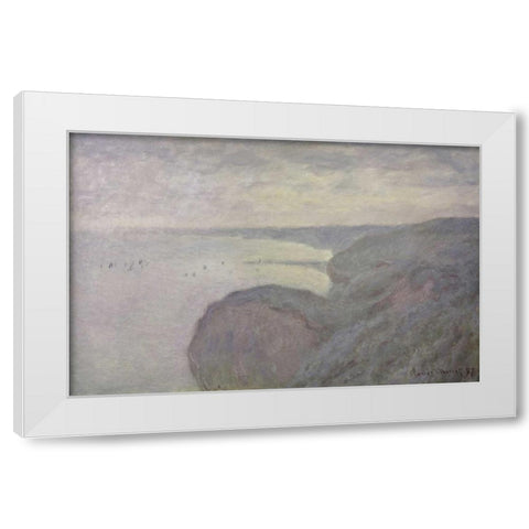 Shores White Modern Wood Framed Art Print by Monet, Claude