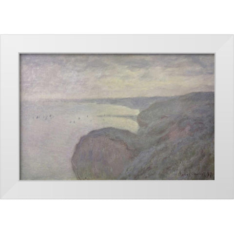 Shores White Modern Wood Framed Art Print by Monet, Claude