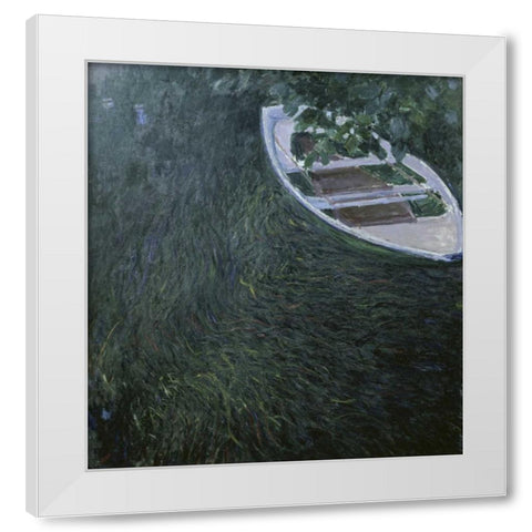 La Barque - The Row Boat, 1887 White Modern Wood Framed Art Print by Monet, Claude