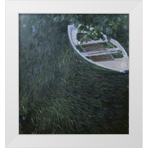 La Barque - The Row Boat, 1887 White Modern Wood Framed Art Print by Monet, Claude
