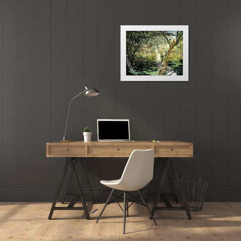 The Garden of Vetheuil (Le Jardin de Vetheuil) White Modern Wood Framed Art Print by Monet, Claude
