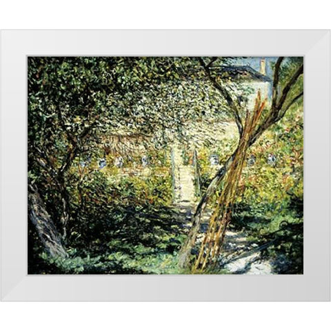 The Garden of Vetheuil (Le Jardin de Vetheuil) White Modern Wood Framed Art Print by Monet, Claude