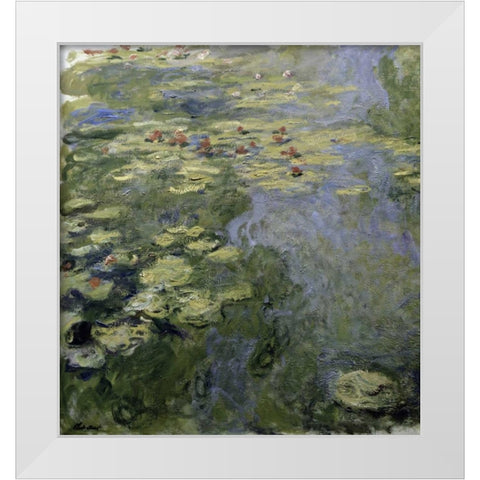 Water Lilies - Nympheas II White Modern Wood Framed Art Print by Monet, Claude