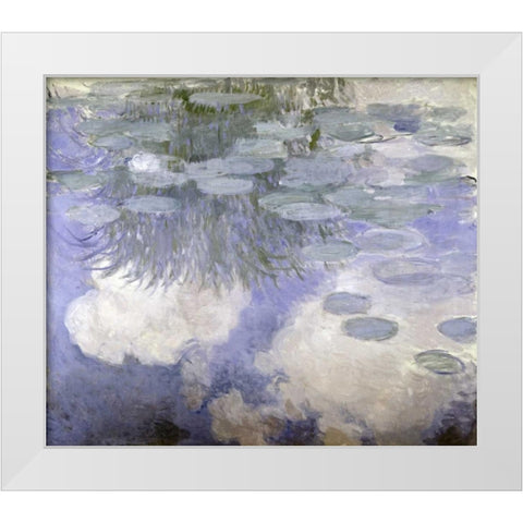 Water Lilies - Nymphaeas III White Modern Wood Framed Art Print by Monet, Claude