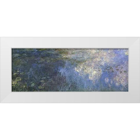 Water Lilies: The Clouds, c. 1914-26 (left panel) White Modern Wood Framed Art Print by Monet, Claude