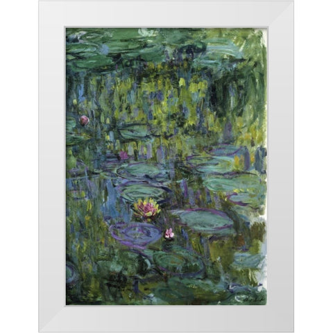 Water Lilies - Nympheas XI White Modern Wood Framed Art Print by Monet, Claude