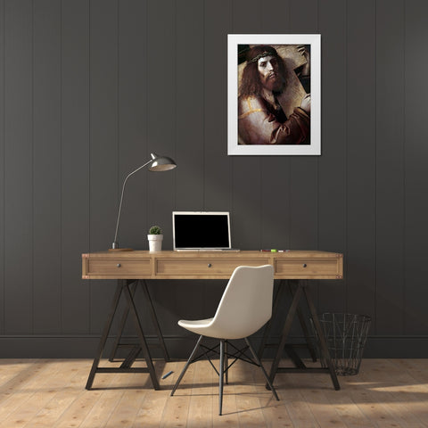 Cross-Bearing Museumist White Modern Wood Framed Art Print by Montagna, Bartolomeo