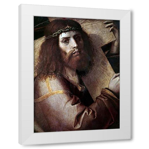 Cross-Bearing Museumist White Modern Wood Framed Art Print by Montagna, Bartolomeo