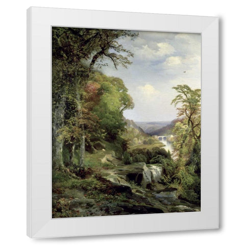 Along The Wissahickon White Modern Wood Framed Art Print by Moran, Thomas