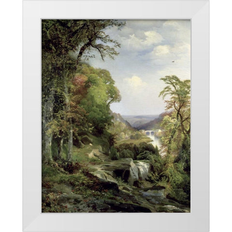 Along The Wissahickon White Modern Wood Framed Art Print by Moran, Thomas
