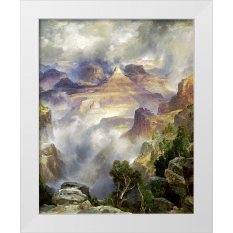 Canyon Mists, Zoroaster Peak, Grand Canyon White Modern Wood Framed Art Print by Moran, Thomas