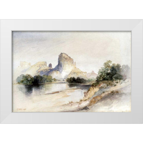 Castle Butte, Green River, Wyoming White Modern Wood Framed Art Print by Moran, Thomas