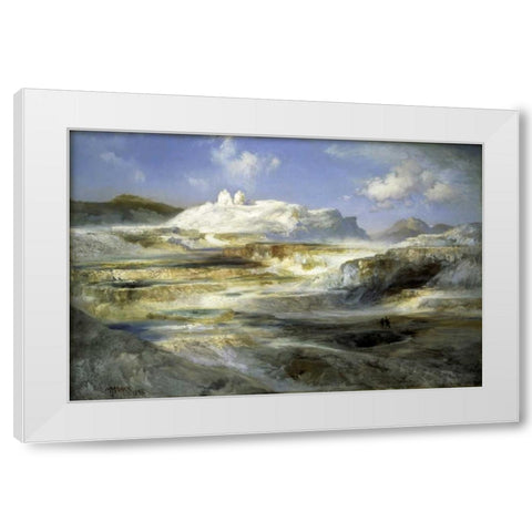 Jupiter Terrace, Yellowstone White Modern Wood Framed Art Print by Moran, Thomas