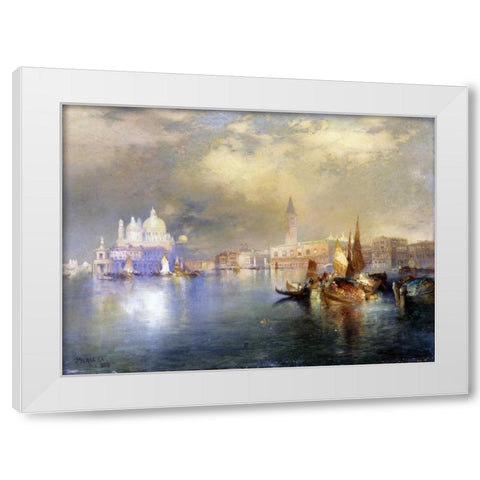Moonlight in Venice White Modern Wood Framed Art Print by Moran, Thomas