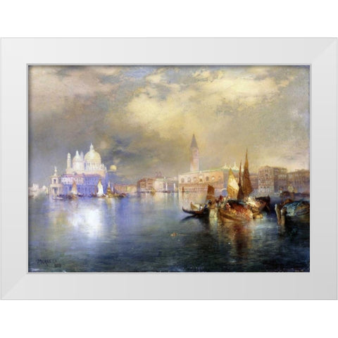 Moonlight in Venice White Modern Wood Framed Art Print by Moran, Thomas