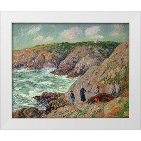 Falaise de Moellan Finistere White Modern Wood Framed Art Print by Moret, Henry