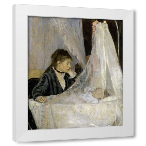 The Cradle - Le berceau White Modern Wood Framed Art Print by Morisot, Berthe