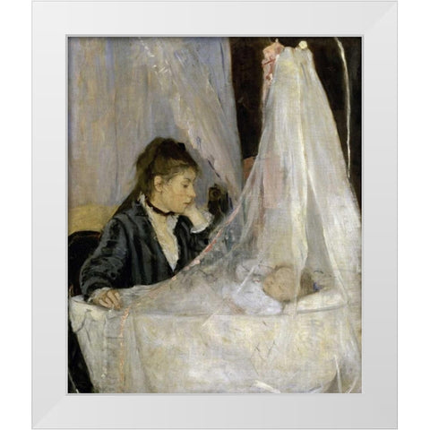 The Cradle - Le berceau White Modern Wood Framed Art Print by Morisot, Berthe