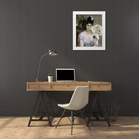 Young Lady at a Ball White Modern Wood Framed Art Print by Morisot, Berthe