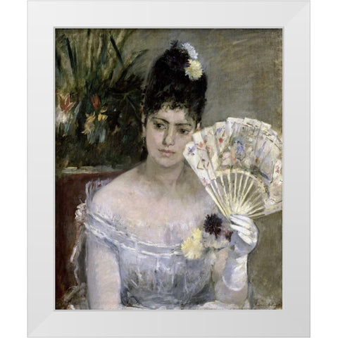 Young Lady at a Ball White Modern Wood Framed Art Print by Morisot, Berthe