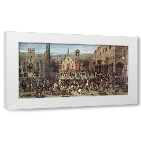 Expulsion of The Bonacolsi White Modern Wood Framed Art Print by Morone, Domenico