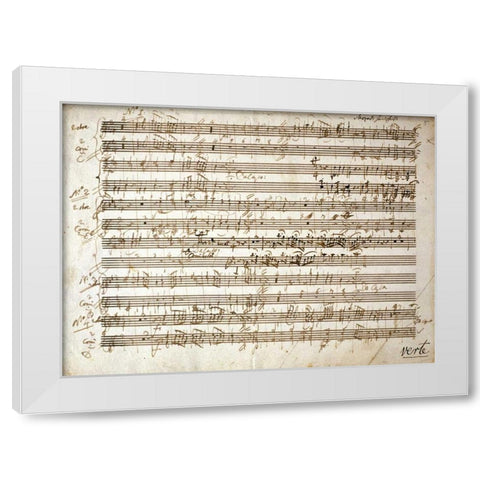 Six Contre Dances - Two Oboe and Horn Parts White Modern Wood Framed Art Print by Mozart, Wolfgang Amadeus
