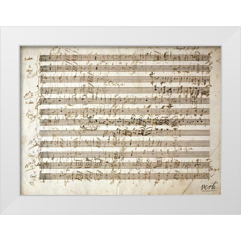 Six Contre Dances - Two Oboe and Horn Parts White Modern Wood Framed Art Print by Mozart, Wolfgang Amadeus